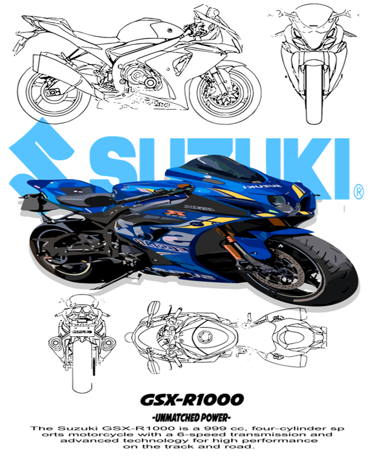 Motorcycle Themed Pack - For Light Colors (15 Prints)