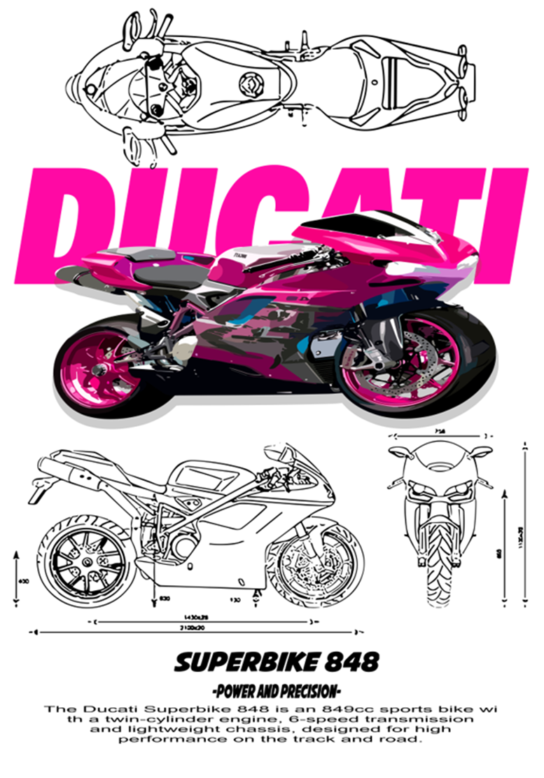 Motorcycle Themed Pack - For Light Colors (15 Prints)